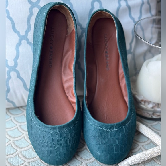 Lucky Brand Emmie Ballet Flat Leather Teal Blue Women’s Size 8.5 - Picture 6 of 14